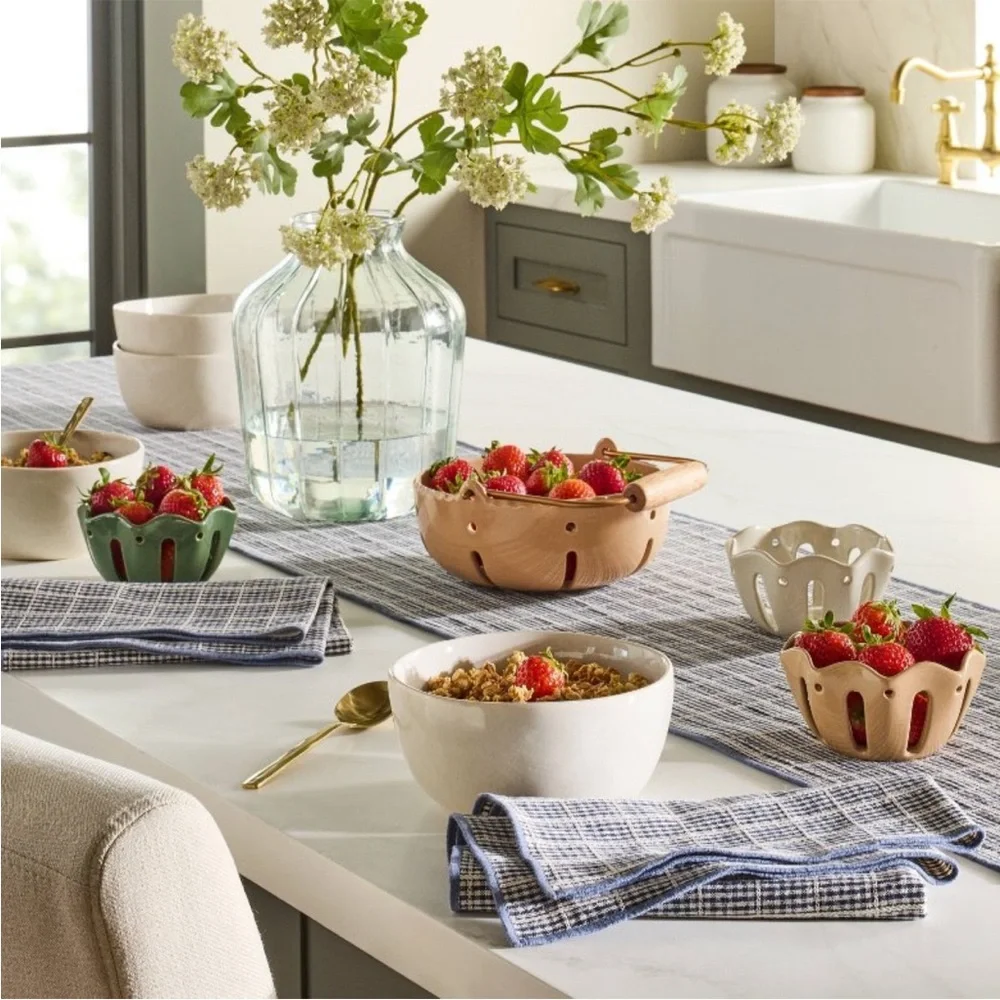 Stoneware Berry Serving Bowl with Handle Tan - Hearth & Hand™ with Magnolia